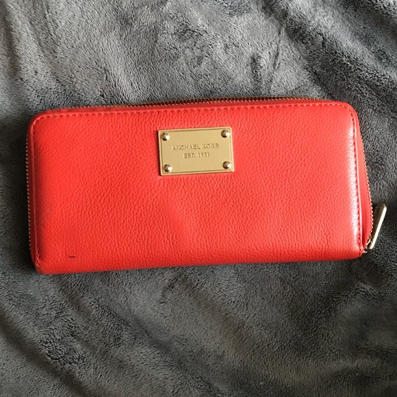 Michael Kors Handbags - Michael Kors Zipper Wallet - Red/Orange